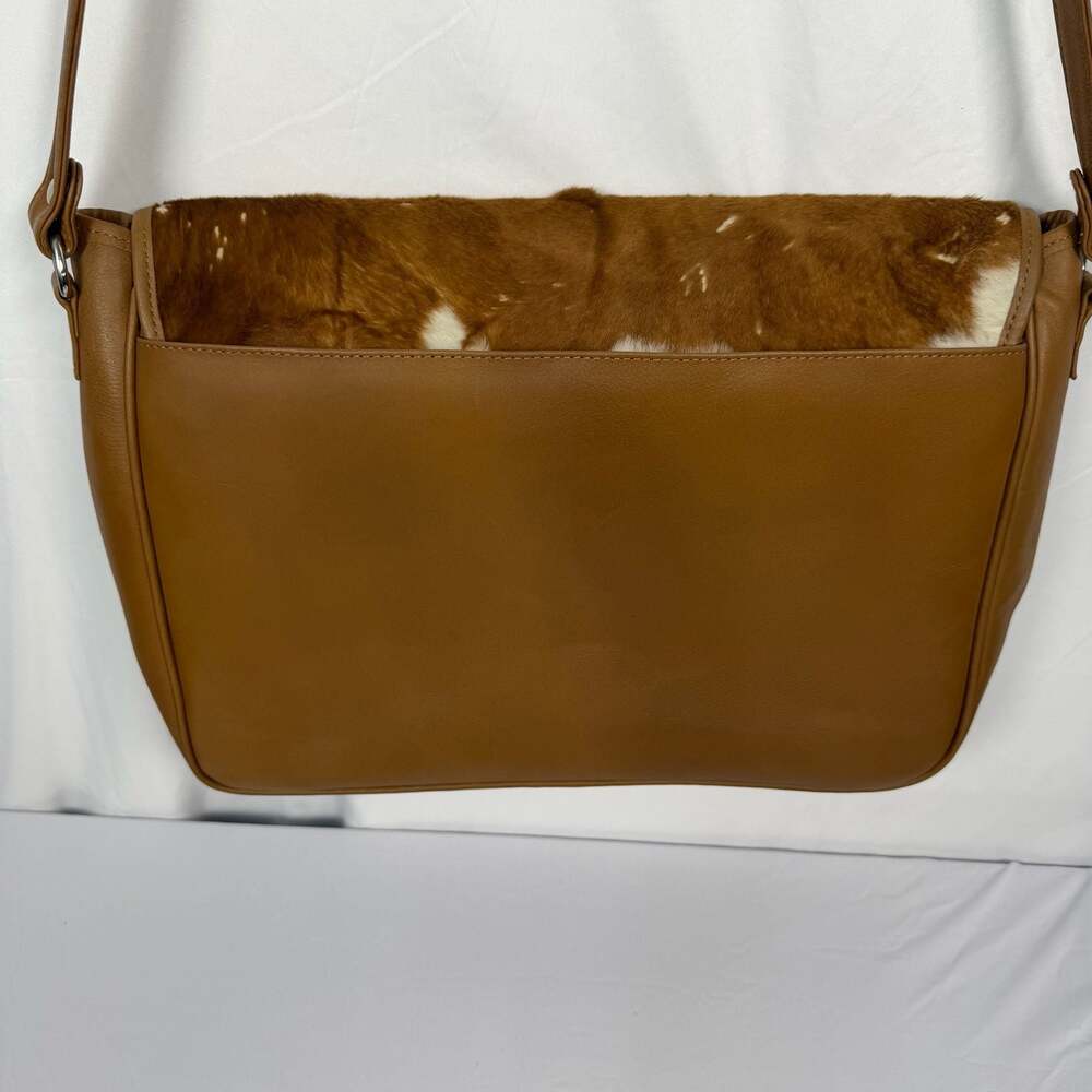 LongRope Brown Leather and Cowhide Hair-on-Hide Messenger Bag - Picture 3 of 9